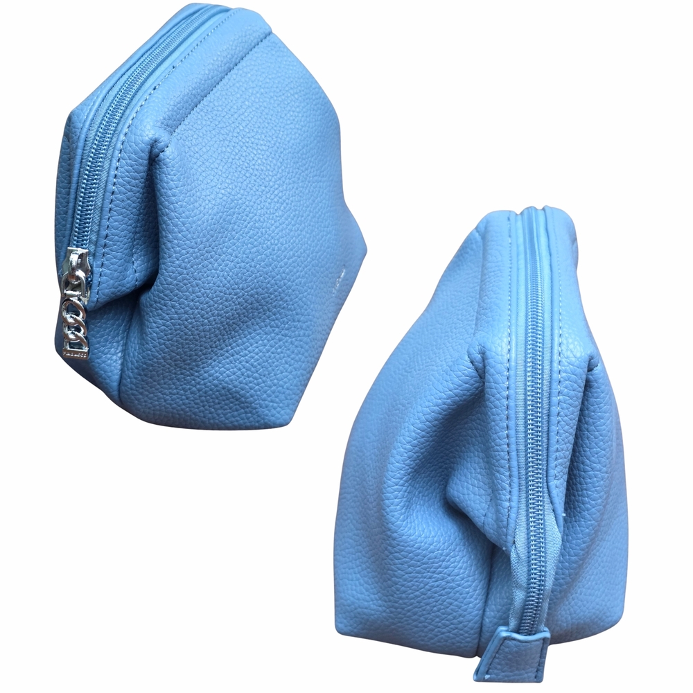 Pixie Mood Josie Travel Pouch Blue 100% Vegan‎ Leather Cosmetic Bag Organizer - Picture 6 of 14